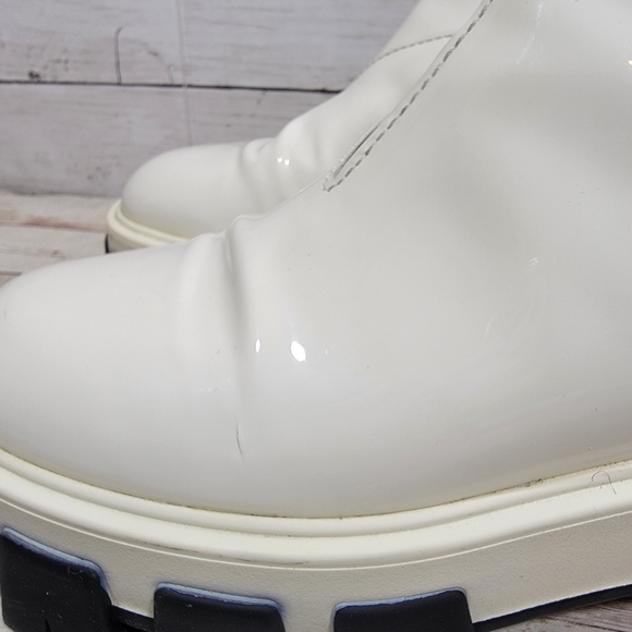 Prada Monolith white patent leather lug sole Chelsea boots - Picture 9 of 13